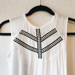 White Aztec Detail Top